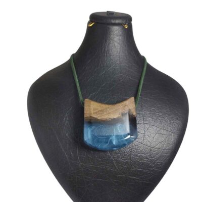 Wood & Resin Necklace Handcrafted Artistic Bold Style Ocean