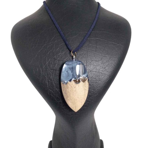 Wood & Resin Necklace Handcrafted Artistic Bold Style Sea