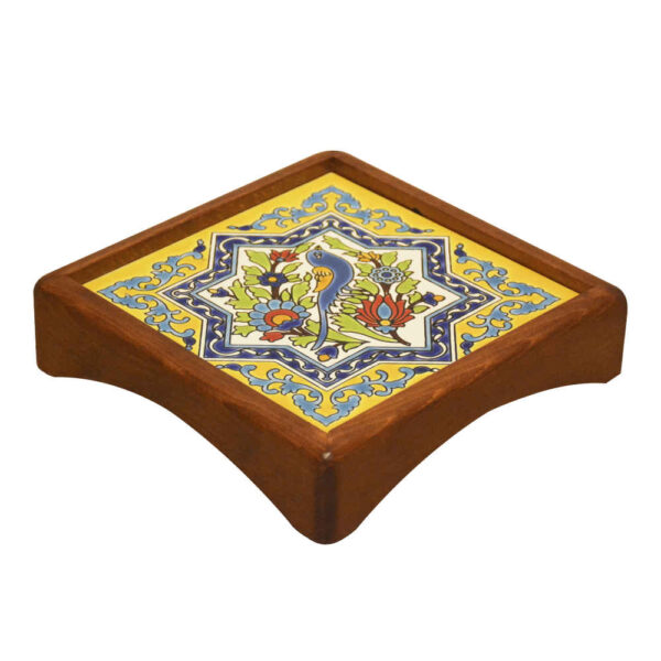Gol O Morgh Wooden Tray with Persian Artwork – Ideal for Serving Drinks & Bites