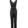 Black Jumpsuit with Side Belt for Women Tina