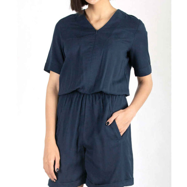 Overall Casual Romper for Women with Short Leg Navy Blue