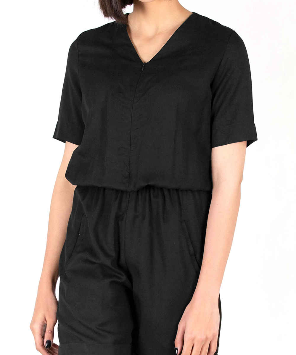 Overall Casual Romper for Women with Short Leg Navy Blue