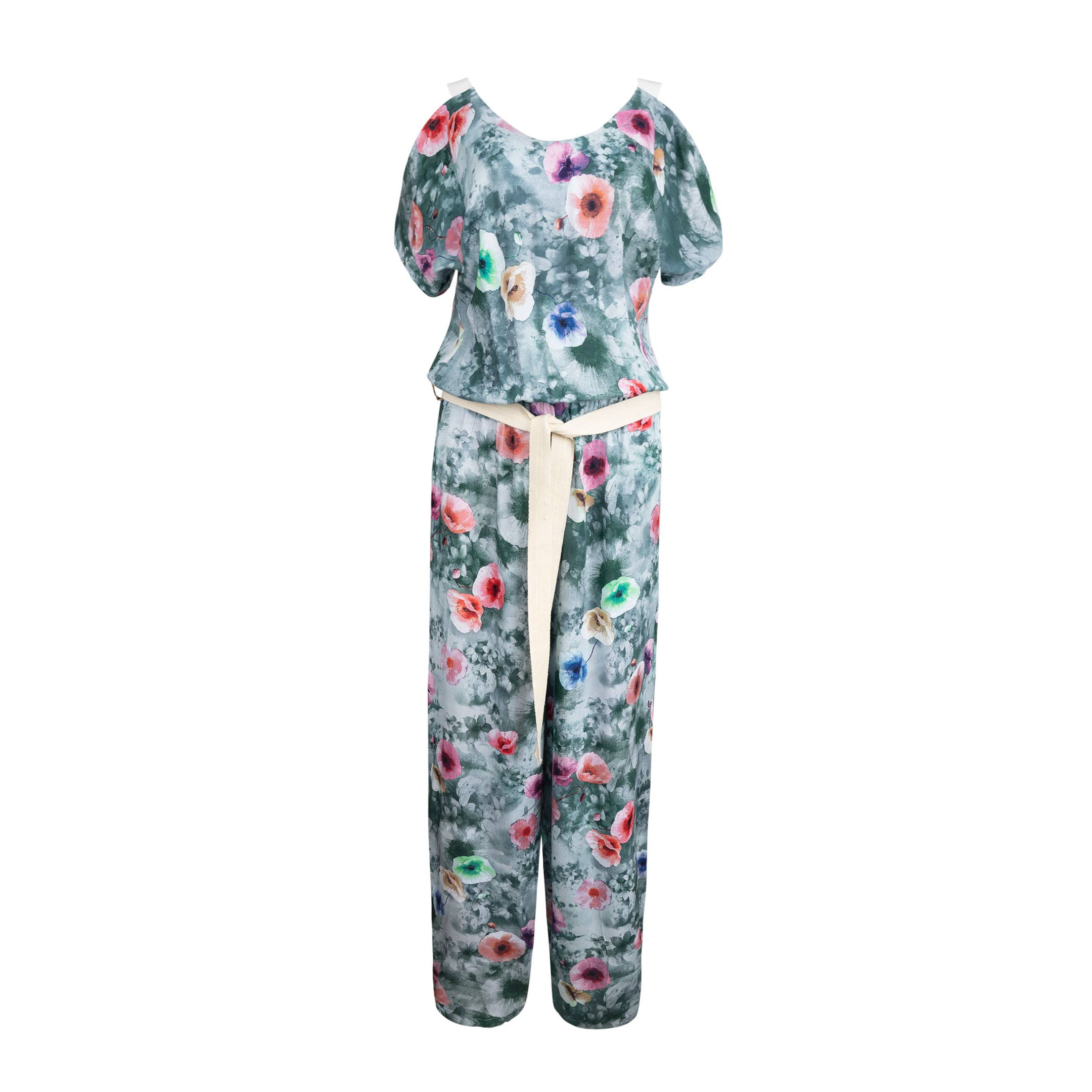 Floral Jumpsuit with Side Belt for Women Paradise