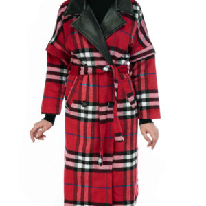 Double Breasted Cotton Overcoat for Women with Side Belt – Modern & Chic