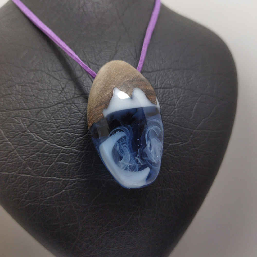 Wood & Resin Necklace Handcrafted Artistic Bold Style Cloud