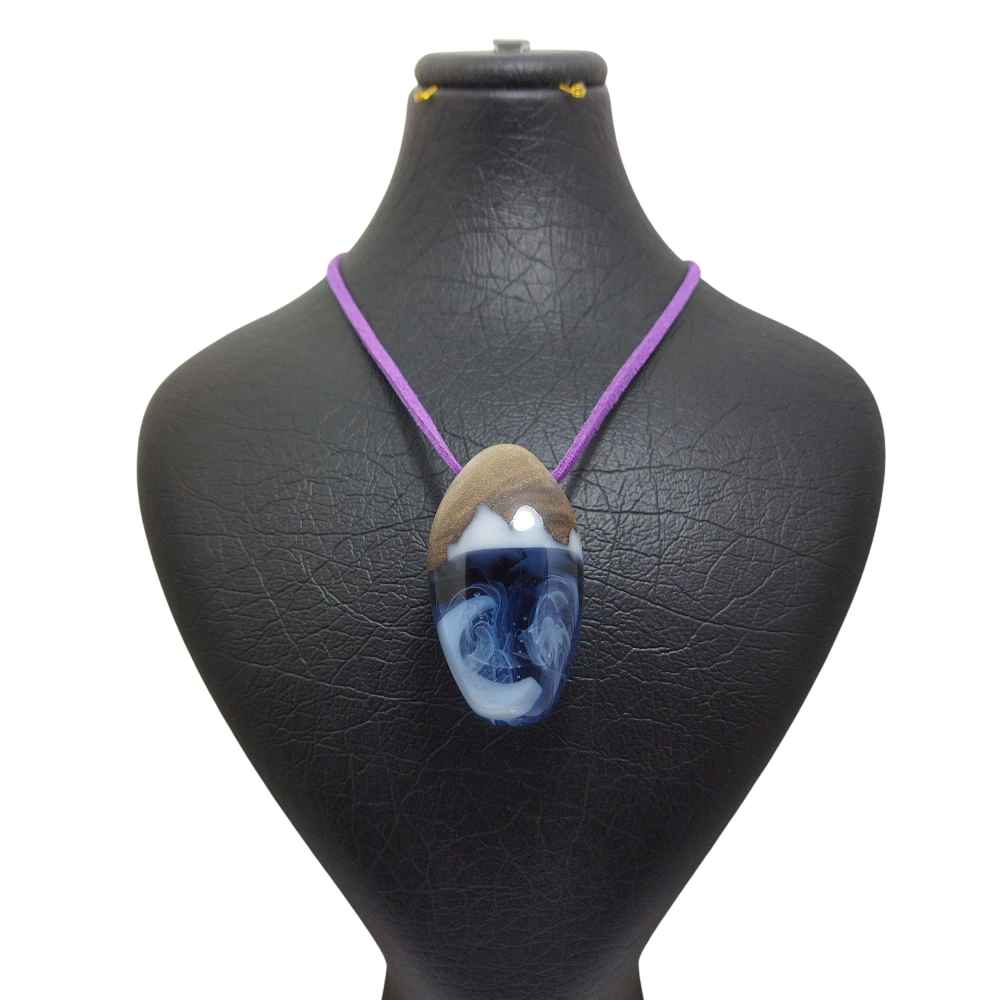 Wood & Resin Necklace Handcrafted Artistic Bold Style Cloud
