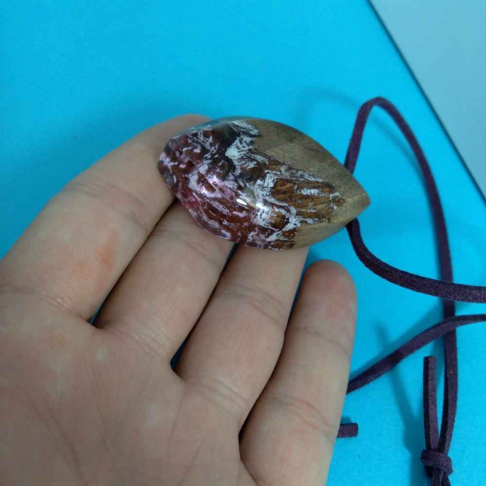 Wood & Resin Necklace Handcrafted Artistic Bold Style Mountain