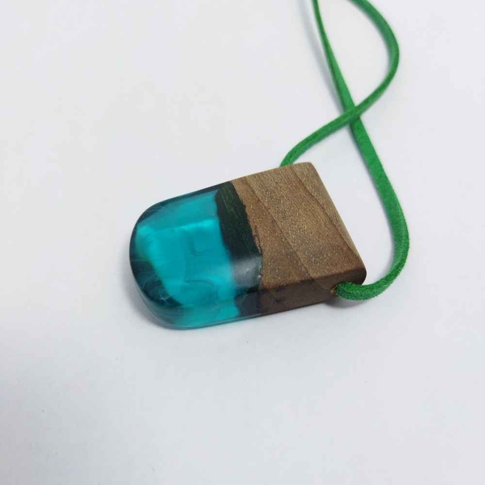 Wood & Resin Necklace Handcrafted Artistic Bold Style Oghyanous