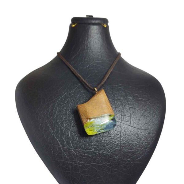 Wood & Resin Necklace Handcrafted Artistic Bold Style Rock