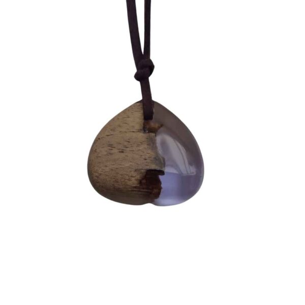 Wood & Resin Necklace Handcrafted Artistic Bold Style Violet