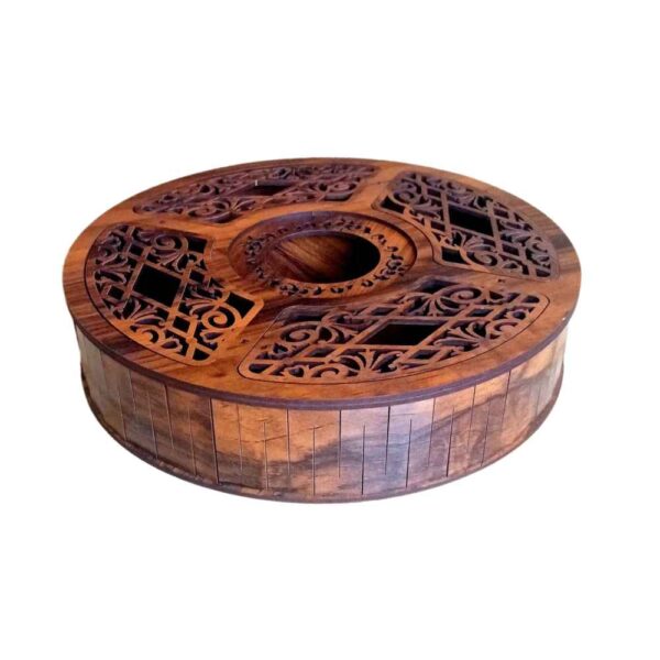 Wooden Tea Organizer with Built-In Warmer for Loose and Bagged Tea