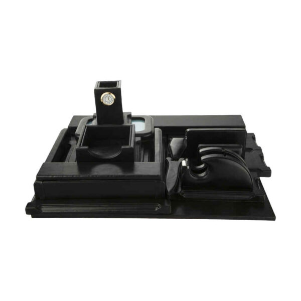 10-Piece Black Leather Office Desk Organizer Accessories