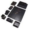 Black Leather Office Desk Set - 10-Piece Collection