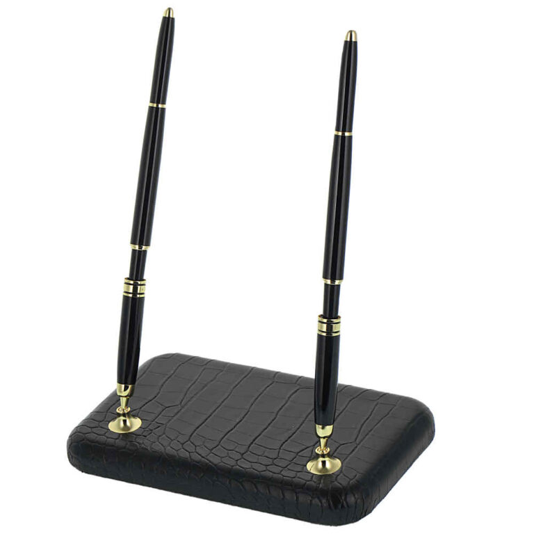 Black Leather Office Desk Organizer Set 14 Pieces ShopiPersia