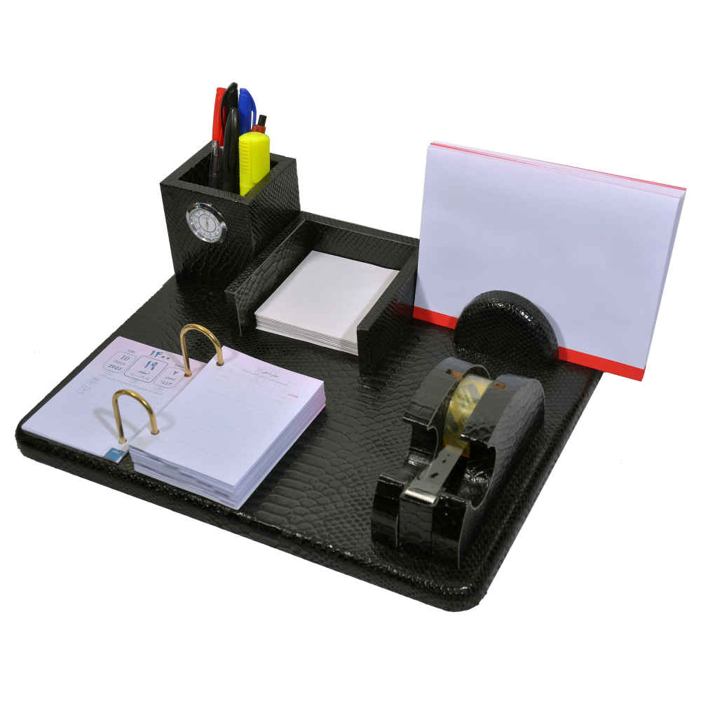 Leather Office Desk Organizer Set – Black