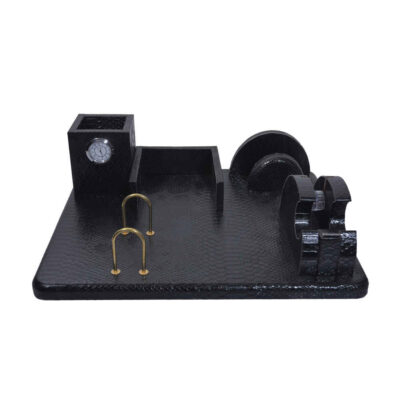 Leather Office Desk Organizer Set – Black