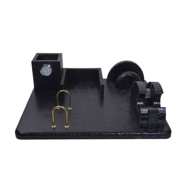 Leather Office Desk Organizer Set - Black