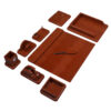 Brown Leather Office Desk Set - 10-Piece Collection