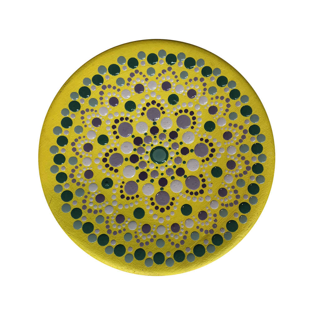 Decorative Pottery Plate Hand-Painted Dot Art Cactus