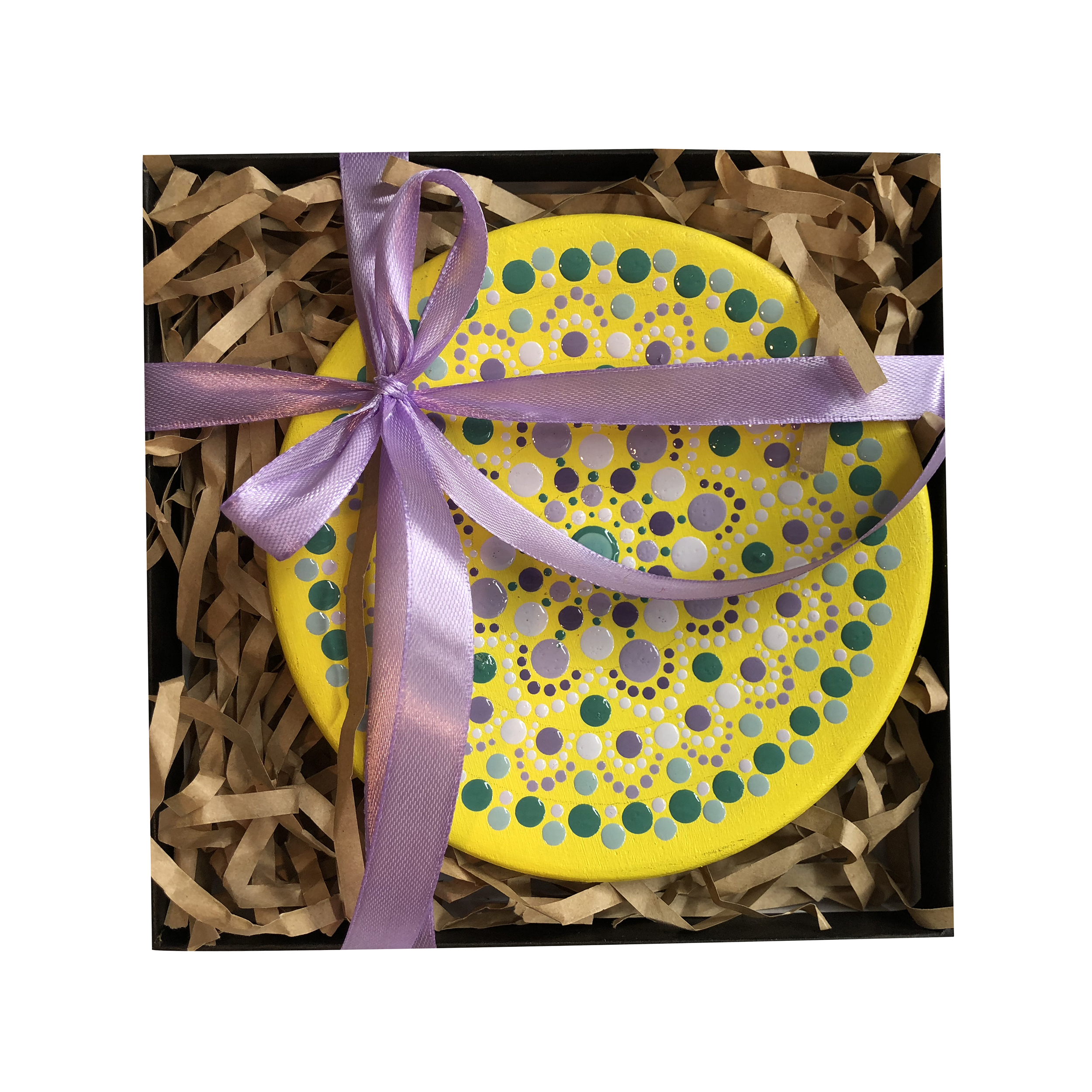 Decorative Pottery Wall Plate Hand-Painted Dot Art Cactus