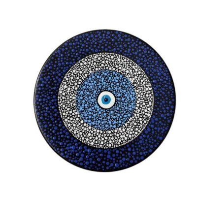 Decorative Pottery Plate Hand-Painted Dot Art Cheshm Nazar