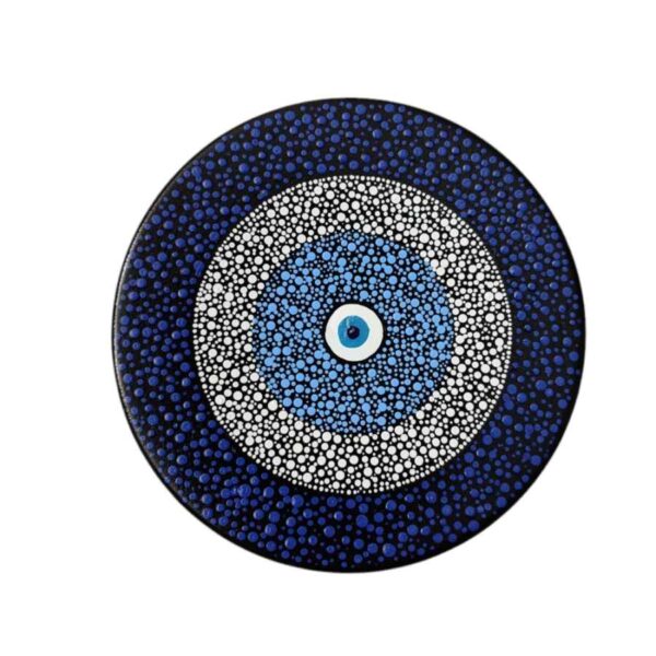 Decorative Pottery Wall Plate Hand-Painted Dot Art Cheshm Nazar