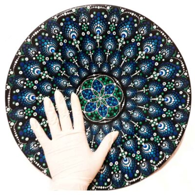 Decorative Pottery Wall Plate Hand-Painted Dot Art Devil Eyes
