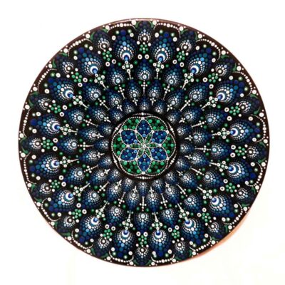 Decorative Pottery Plate Hand-Painted Dot Art Devil Eyes