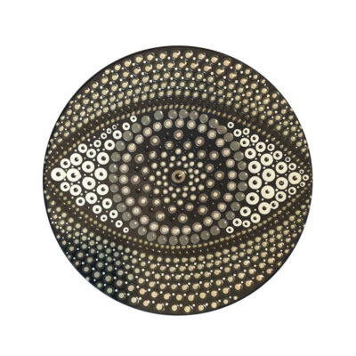 Decorative Pottery Plate Hand-Painted Dot Art Eyes