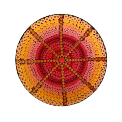 Decorative Pottery Plate Hand-Painted Dot Art Hasti