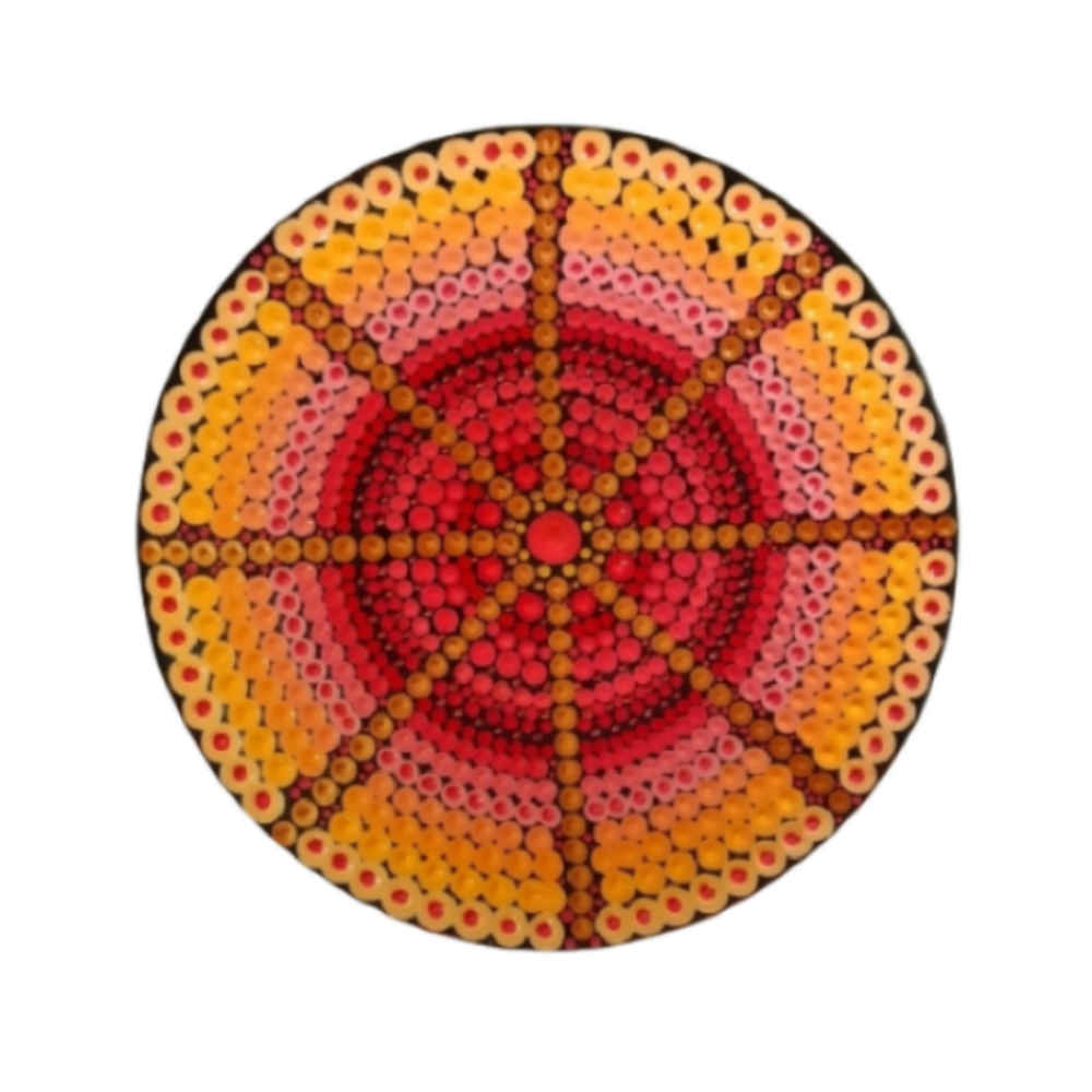 Decorative Pottery Plate Hand-Painted Dot Art Hasti