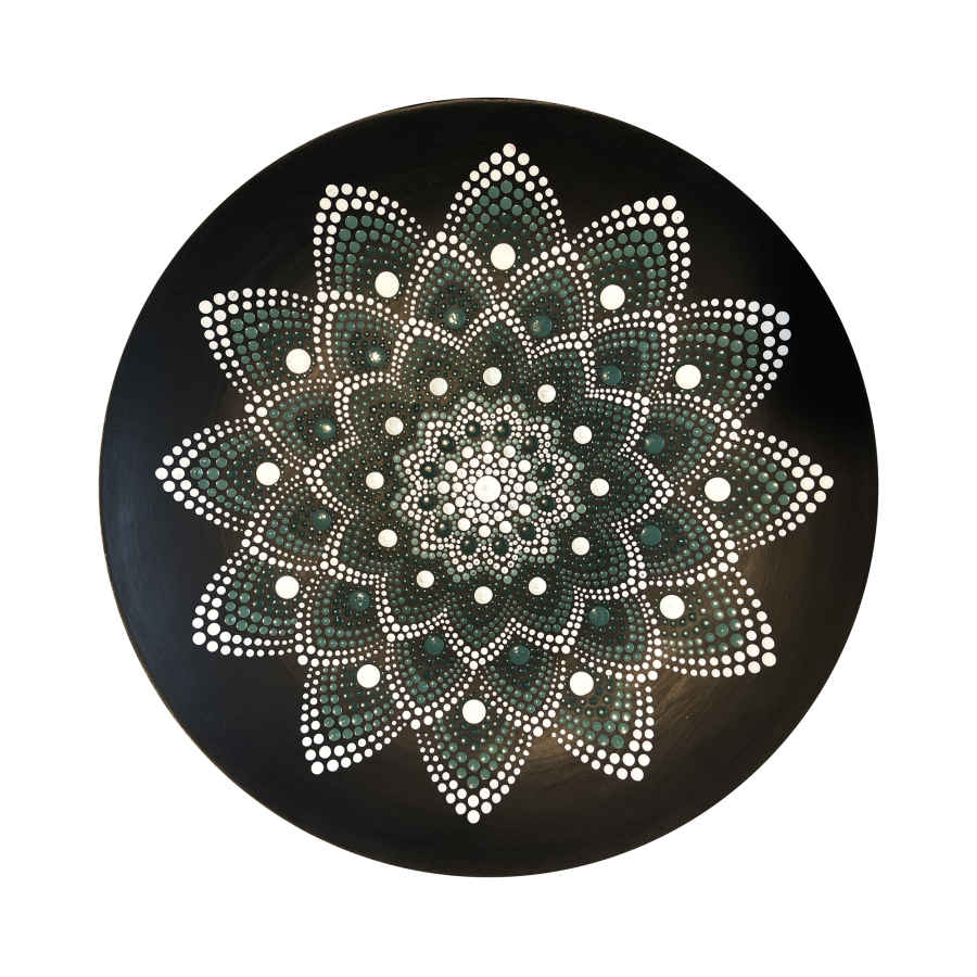 Decorative Pottery Plate Hand-Painted Dot Art Jungle