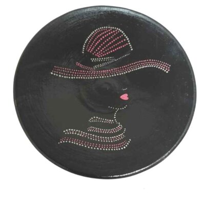 Decorative Pottery Plate Hand-Painted Dot Art Lady