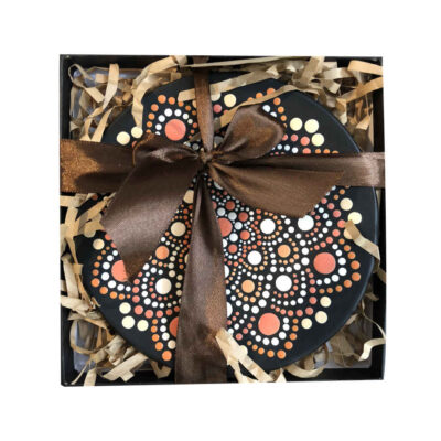 Decorative Pottery Wall Plate Hand-Painted Dot Art Orange