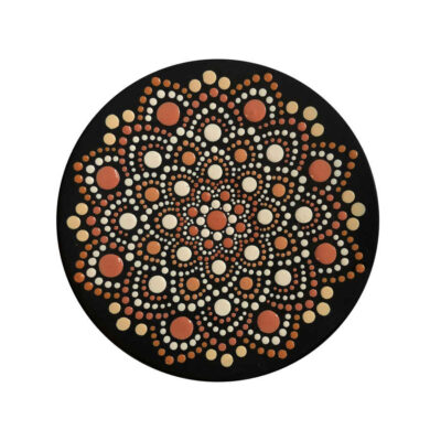 Decorative Pottery Plate Hand-Painted Dot Art Orange