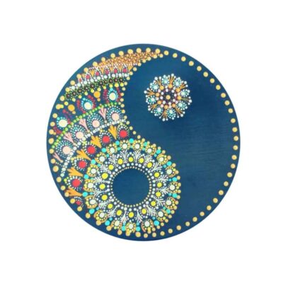Decorative Pottery Plate Hand-Painted Dot Art Paisely
