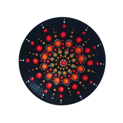 Decorative Pottery Plate Hand-Painted Dot Art Sun