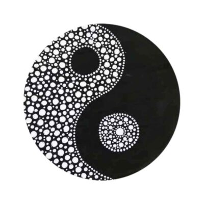 Decorative Pottery Plate Hand-Painted Dot Art Yinyang