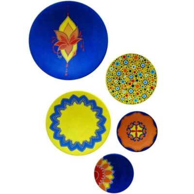 Decorative Pottery Plate Hand-Painted Dot Art Zina