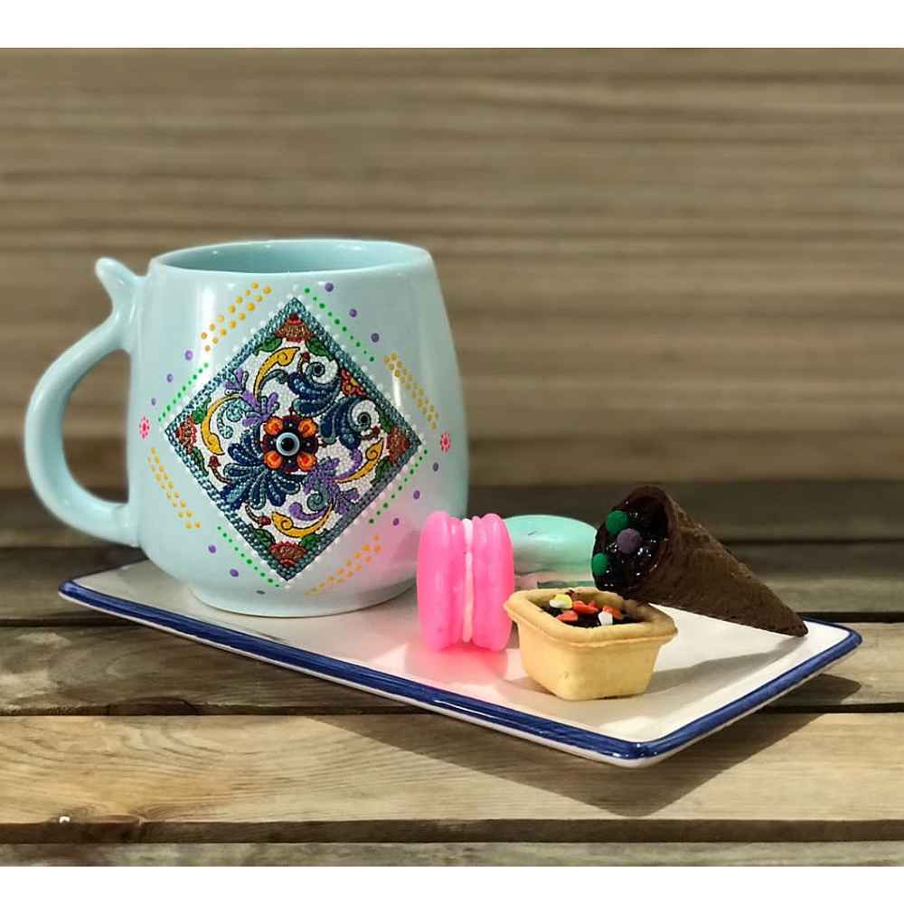 Artistic Handcrafted Ceramic Mug – Dot Art Pattern, Romina Model