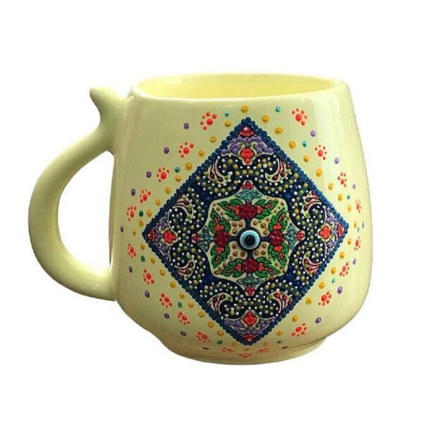 Artistic Handcrafted Ceramic Mug - Dot Art Pattern, Taraneh Model