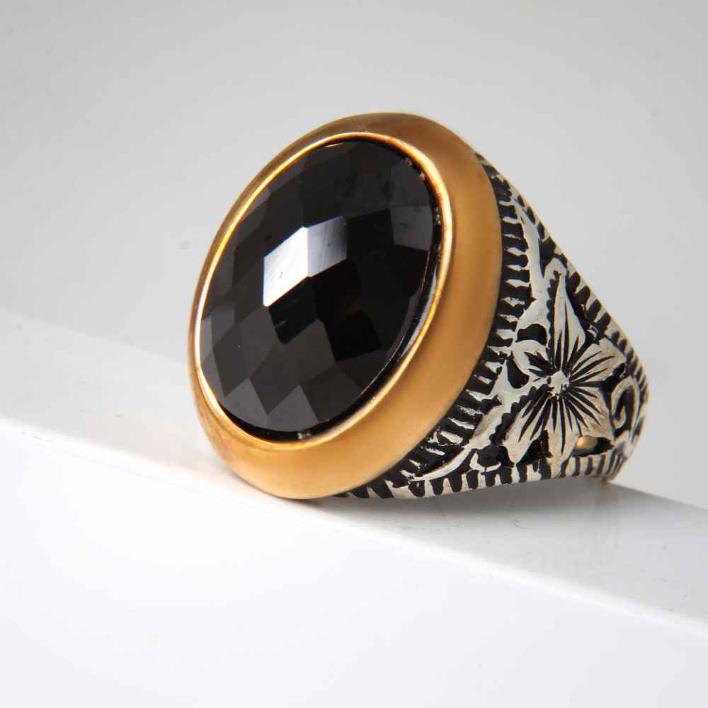 Persian Hematite Silver Ring Hadid Gemstone for Men Farhad