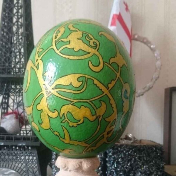 Persian Decorative Hand Painted Ostrich Egg Shell - Bahar