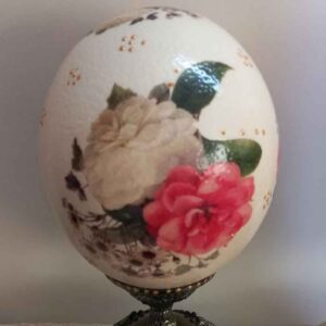 Hand Painted Ostrich Egg Shell Model Gol