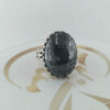 Islamic Hematite Silver Ring Hadid Gemstone for Men 4 Qul