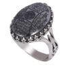 Islamic Hematite Silver Ring Hadid Gemstone for Men 4 Qul