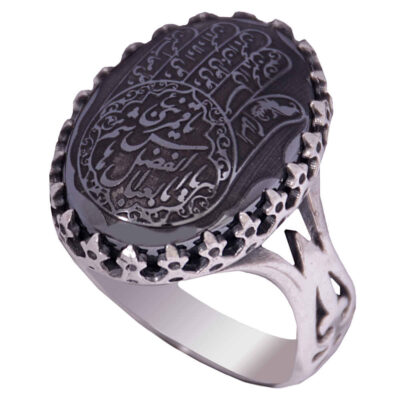 Islamic Hematite Silver Ring Hadid Gemstone for Men Abass