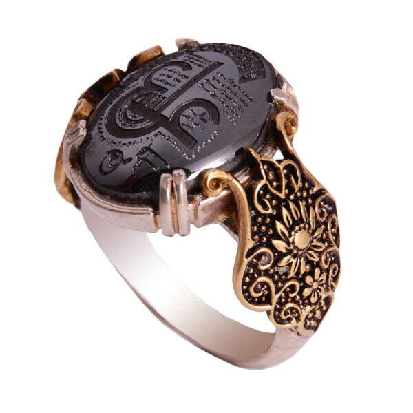 Islamic Hematite Silver Ring Hadid Gemstone for Men Ali