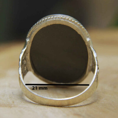 Islamic Hematite Silver Ring Hadid Gemstone for Men Asil