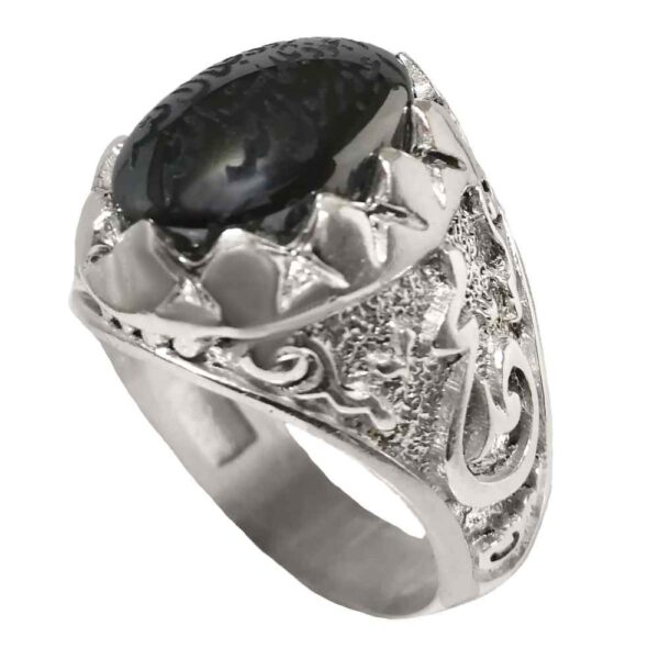 Islamic Hematite Silver Ring Hadid Gemstone for Men